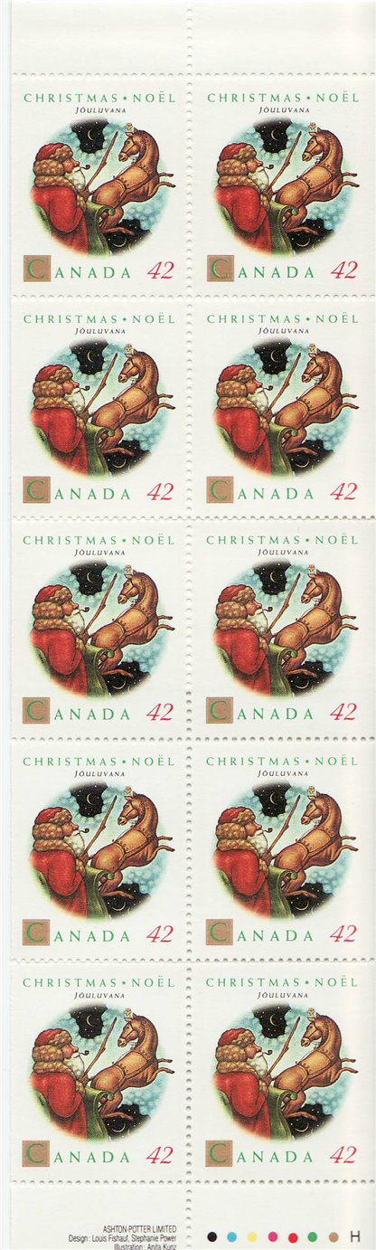 Canada Stamp #1452b - Jouluvana (1992) 10 x 42¢