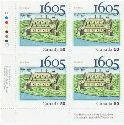 Canada Stamp #2115 - Samuel de Champlain's drawing of settlement (2005)