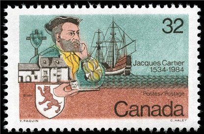 Canada Stamp #1011 - Cartier and ship (1984)