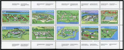 Canada Stamp #1059a W/FIRST DAY STAMP - Canadian Forts-2 (1985) 10 x 34¢