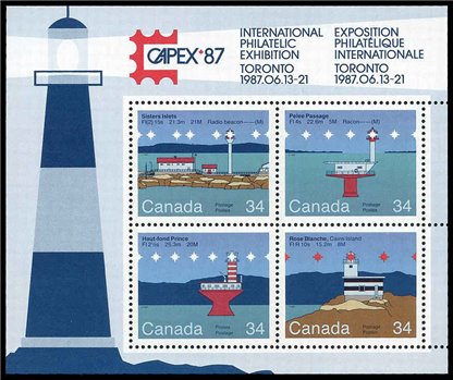 Canada Stamp #1066b - Canadian Lighthouses-2 (1985) 4 x 34¢ Souvenir Sheet of 4 - Image 2