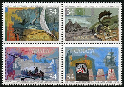 Canada Stamp #1107a - Exploration of Canada-1 (1986) 4 x 34¢ Se-tenant block (1104-1107)