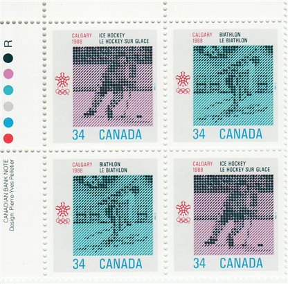 0.34 Plate Block #1112a - 1988 Olympic Winter Games (1986) - Image 2