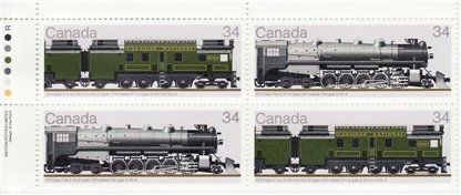 Canada PB#1119a - Canadian Locomotives (1925-1945)-4 (1986) 2 x 34¢