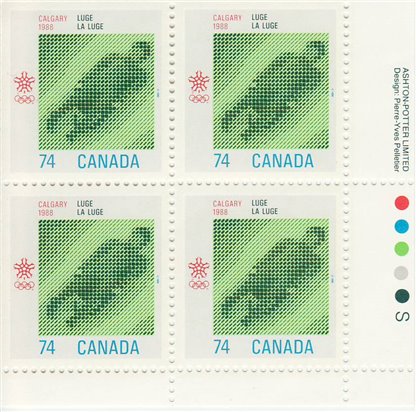 Canada Stamp #1198 - Luge (1988) 74¢