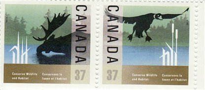 Canada Stamp #1205a - Wildlife Conservation (1988) 2 x 37¢