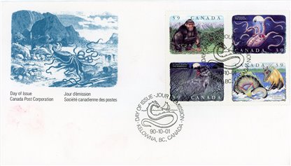 Canada OFDC #1292a - Canadian Folklore-1 (1990) 4 x 39¢ - Image 2