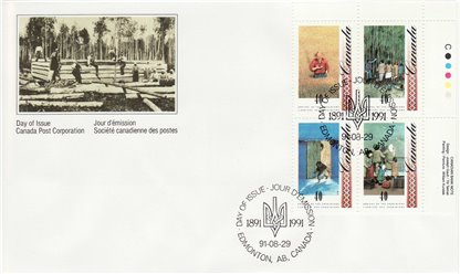 Canada FDC #1329a - Arrival of Ukrainians (1991) 4 x 40¢