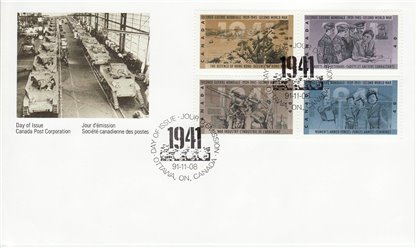 Canada -FDC --#1345-1348 (1991) SECOND WORLD WAR