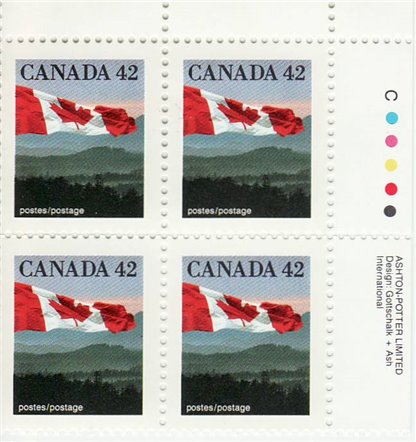 Canada Stamp #1356 - Flag over Hills (1991)