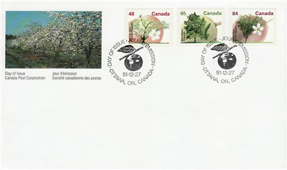 Canada FDC #1363-67-71 - FRUIT TREE DEFINITIVES (1991) 48¢,65¢,84¢