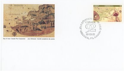 Canada FDC #1406 - Exploration (Cartier) (1992) 48¢