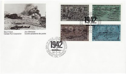 CANADA FDC - 1451A - 1992 The 50th Anniversary of Second World War