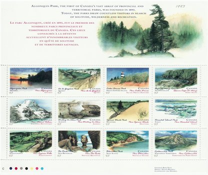 Canada Stamp #1483a - Canada Day-Provincial and Territorial Parks (1993) 12 x 43¢