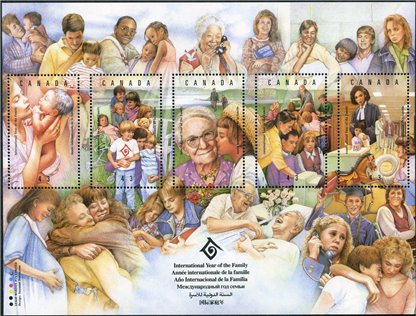 Canada Stamp #1523 - United Nations International Year of the Family (1994) 5 x 43¢