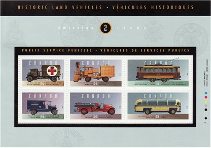 Canada Stamp #1527i - Historic Public Service Vehicles-2 (1994) 2 x 43¢, 2 x 50¢, 2 x 88¢