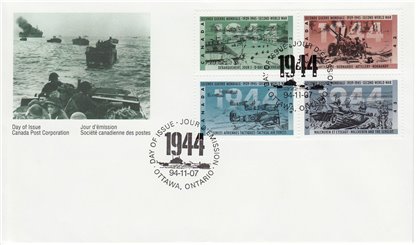 Canada FDC #1540a - Second World War-1944 (1994) 4 x 43¢