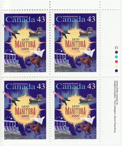 Canada PLATE BLOCK #1562 - Manitoba (1995) 43¢ - Image 2