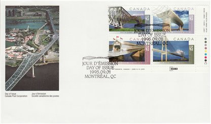 Canada FDC #1573a - Bridges (1995) 4 x 45¢