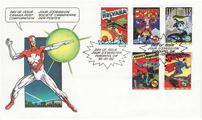 Canada FDC #1583a - Comic Book Superheroes (1995) 5 x 45¢