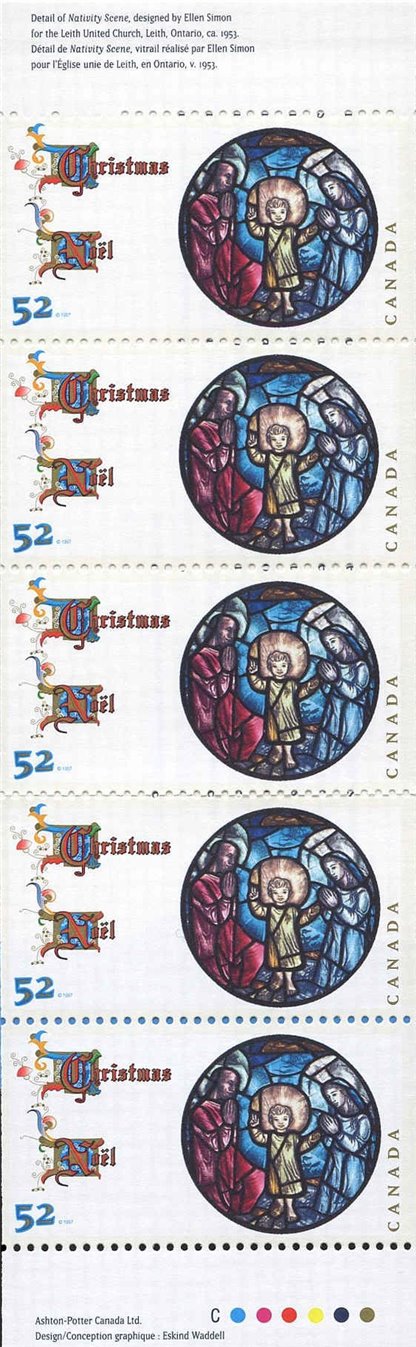 Canada Stamp Booklet - #BK203 Nativity Scene, by Ellen Simon (1997) 5 x 52¢ - Image 2