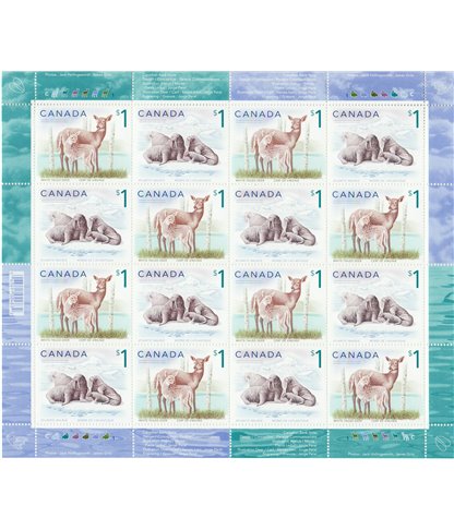 Canada SHEET #1689ai - Wildlife Definitives-High Values (2005) 16X$1 (2009 reprint)