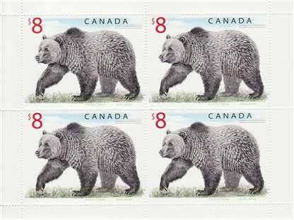 Canada Stamp #1694 - Grizzly Bear (1997) $8 Mini Sheet - Image 2