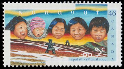 Canada Stamp #1784 - Inuit faces and landscape (1999) 46¢ - Image 2