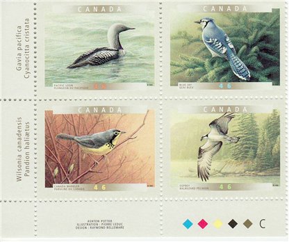 Canada Stamp PB#1842a - Birds of Canada-5a (2000) 4 x 46¢