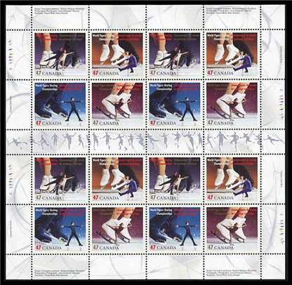 Canada Stamp SHEET #1899a - World Figure Skating Championships (2001) 4 x 47¢ - Image 2