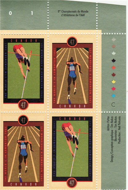 Canada Stamp #1908a - IAAF World Championships (2001)