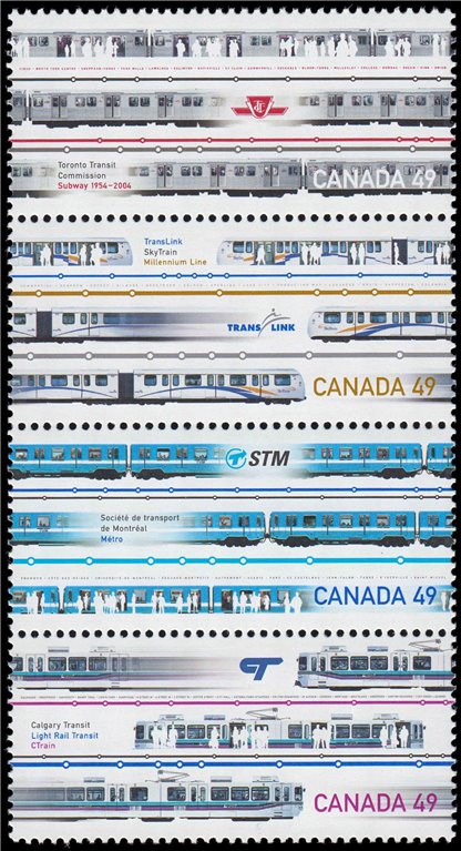 Canada Stamp SHEET#2031a - Urban Transit/Light rail (2004) 4 x 49¢ - Image 2