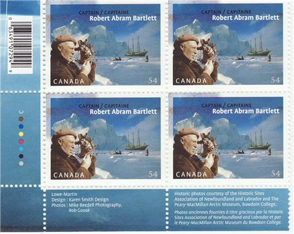 Canada Stamp SHEET#2337 - Bartlett (1875-1946) and Roosevelt (2009) 54¢ - Image 2