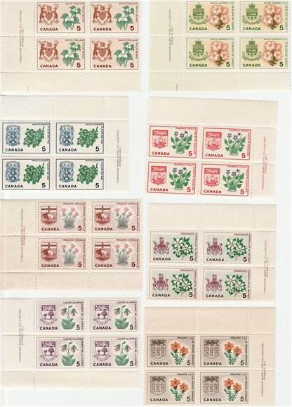 Canada Stamp #418-429 PLATE BLOCK SET 1964-1966