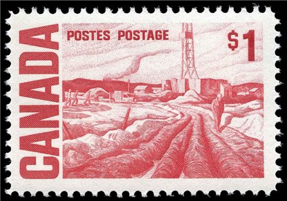 Canada Stamp #465B - Edmonton Oil Field, by H.G. Glyde (1967) $1 - Image 2