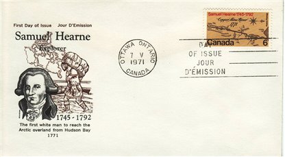 Canada FDC #540 - Samuel Hearne (1971) 6¢