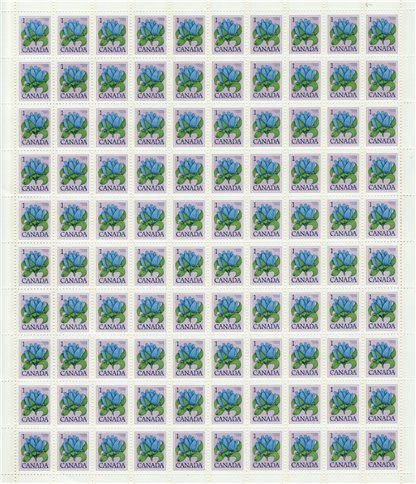 Canada SHEET #705 - Bottle Gentian (1977) 1¢