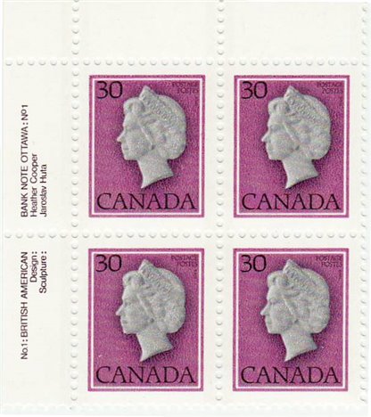 Canada PB#791 - Queen Elizabeth II (1982) 30¢ Plate 1 and 2