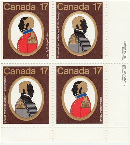 Canada Stamp PB#820a - Canadian Colonels (1979) 4 x 17¢