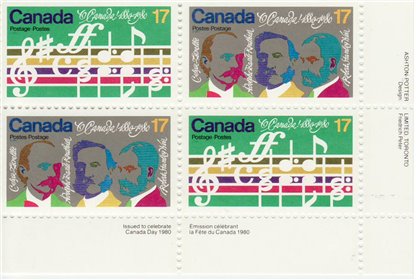 Canada Stamp PB#858a - O Canada Centenary (1980) 4 x 17¢ - Image 2