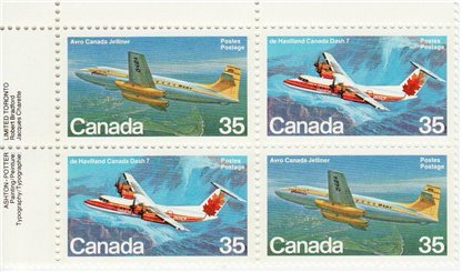 Canada Stamp #906a - Canadian Aircraft (1981) 2 x 35¢ - Image 2