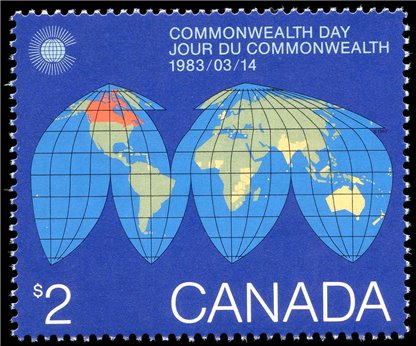 Canada Stamp #977 - Map of the Earth (1983) $2 - Image 2