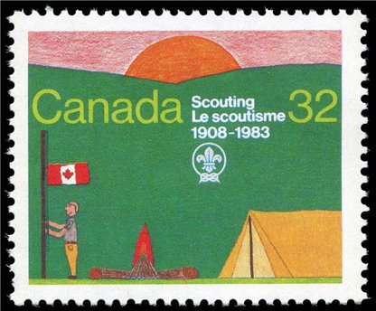 Canada Stamp #993iii - Scout Encampment (1983) 32¢ LF/fl - Image 2