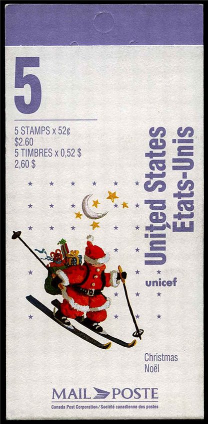 Canada Stamp Booklet - #BK197 Santa and elf skiing (1996)