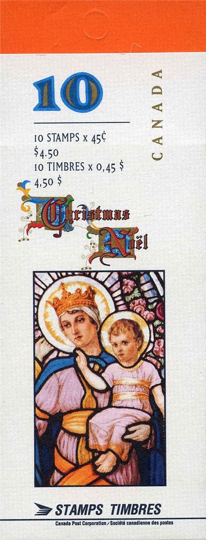 Canada Stamp Booklet - #BK202 Our Lady of the Rosary, by Guido Nincheri (1997) 10 x 45¢