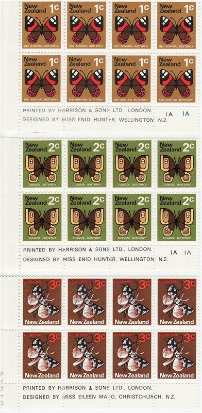 New Zealand Butterfly sets (1970) plate blocks. MNH ,S#439,440,442 - Image 2