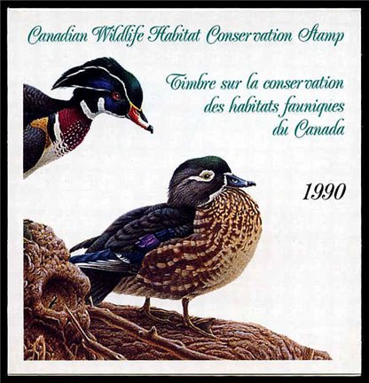 Canadian Wildlife Habitat Conservation Stamp #FWH6 - Wood Ducks (1990) $7.50