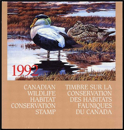 Canadian Wildlife Habitat Conservation Stamp #FWH8 - Eider Duck (1992) $8.50