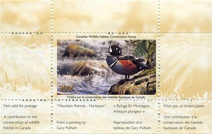 Canadian Wildlife Habitat Conservation Stamp #FWH17 - Harlequin Duck (2001) $8.50 - Image 3