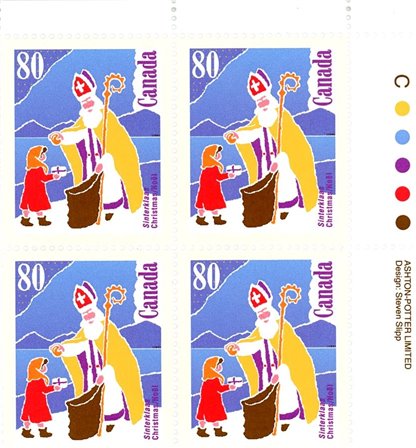 Canada Stamp PB#1341 - Sinterklaas, Holland (1991) 80¢ - Image 2